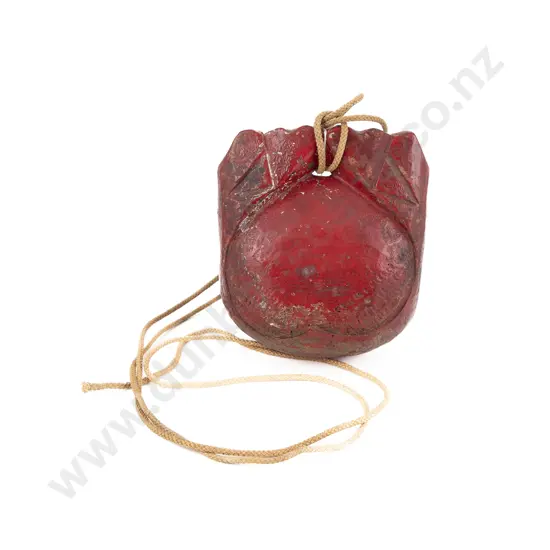 Asian Red Painted Wooden Bell