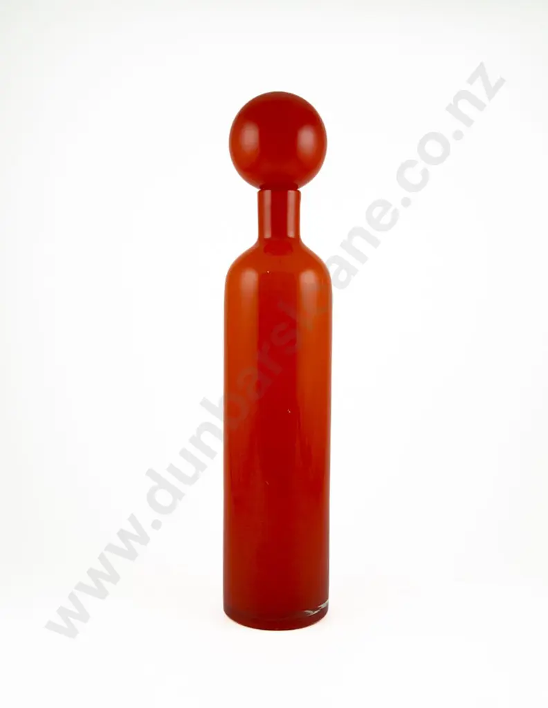 An Orange Glass Decanter with Ball Stopper Image 1++