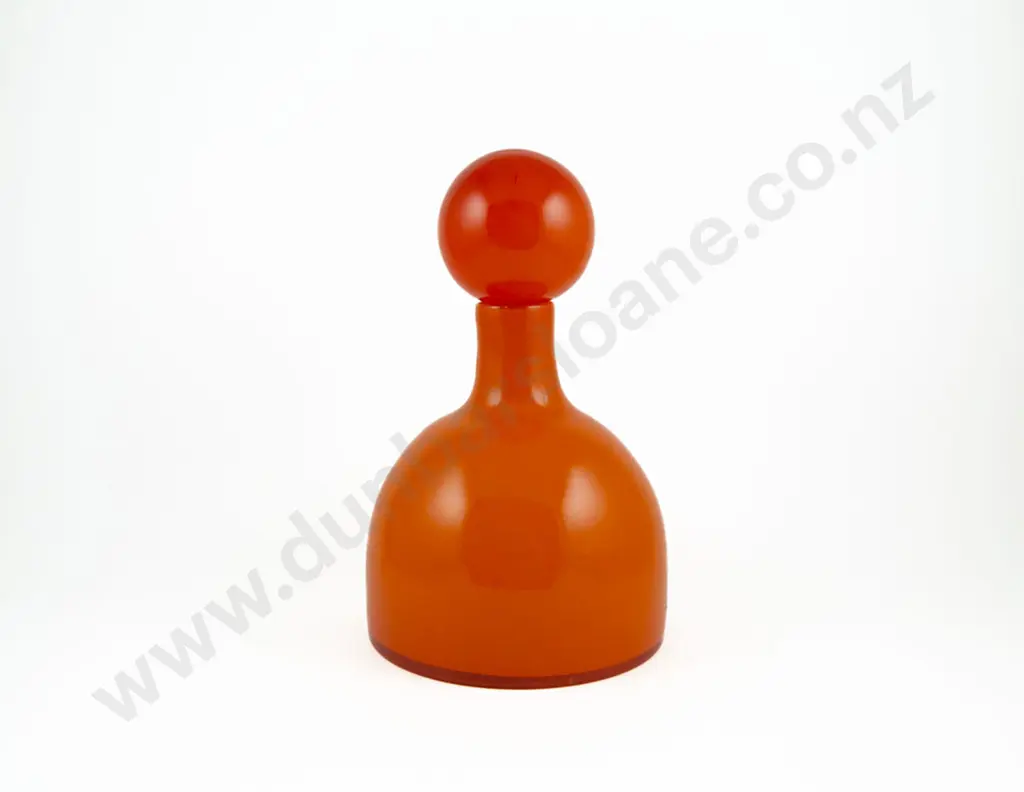 An Orange Glass Decanter with Ball Stopper Image 1++