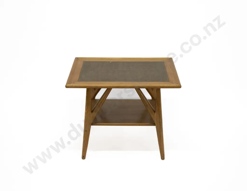 American Mid-Century Oak Two Tier Side Table Image 1++