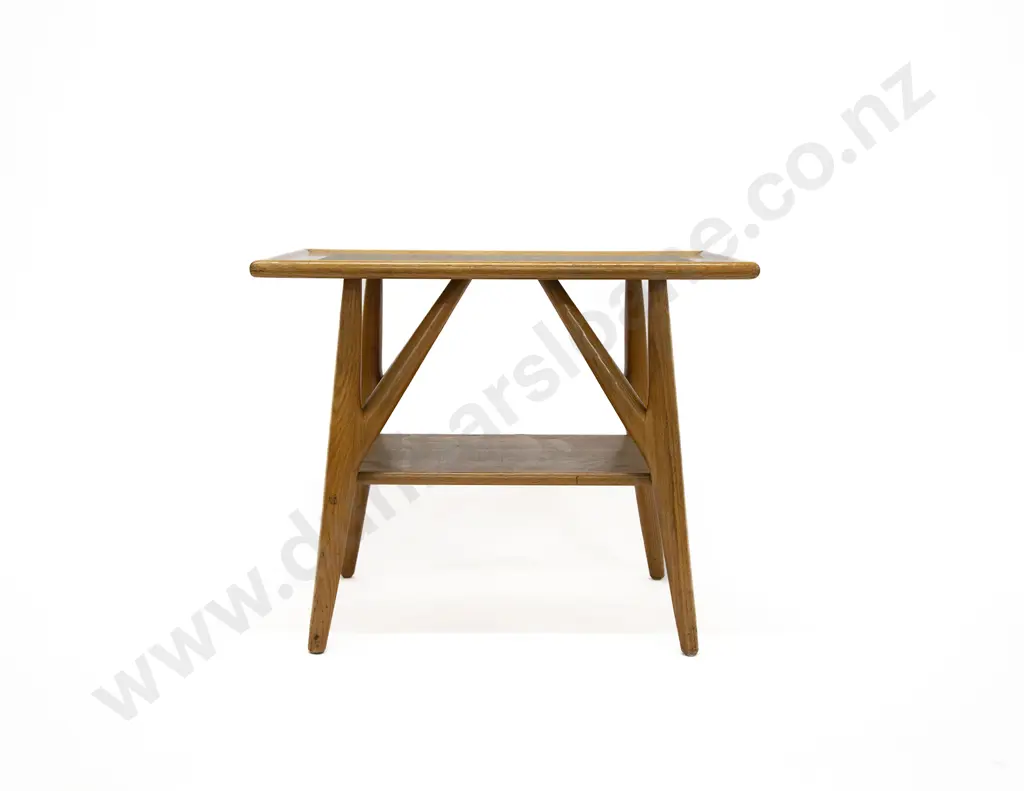 American Mid-Century Oak Two Tier Side Table Image 1++