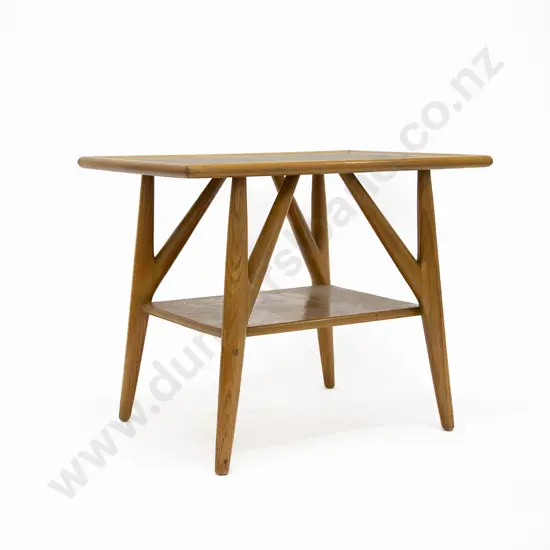 American Mid-Century Oak Two Tier Side Table