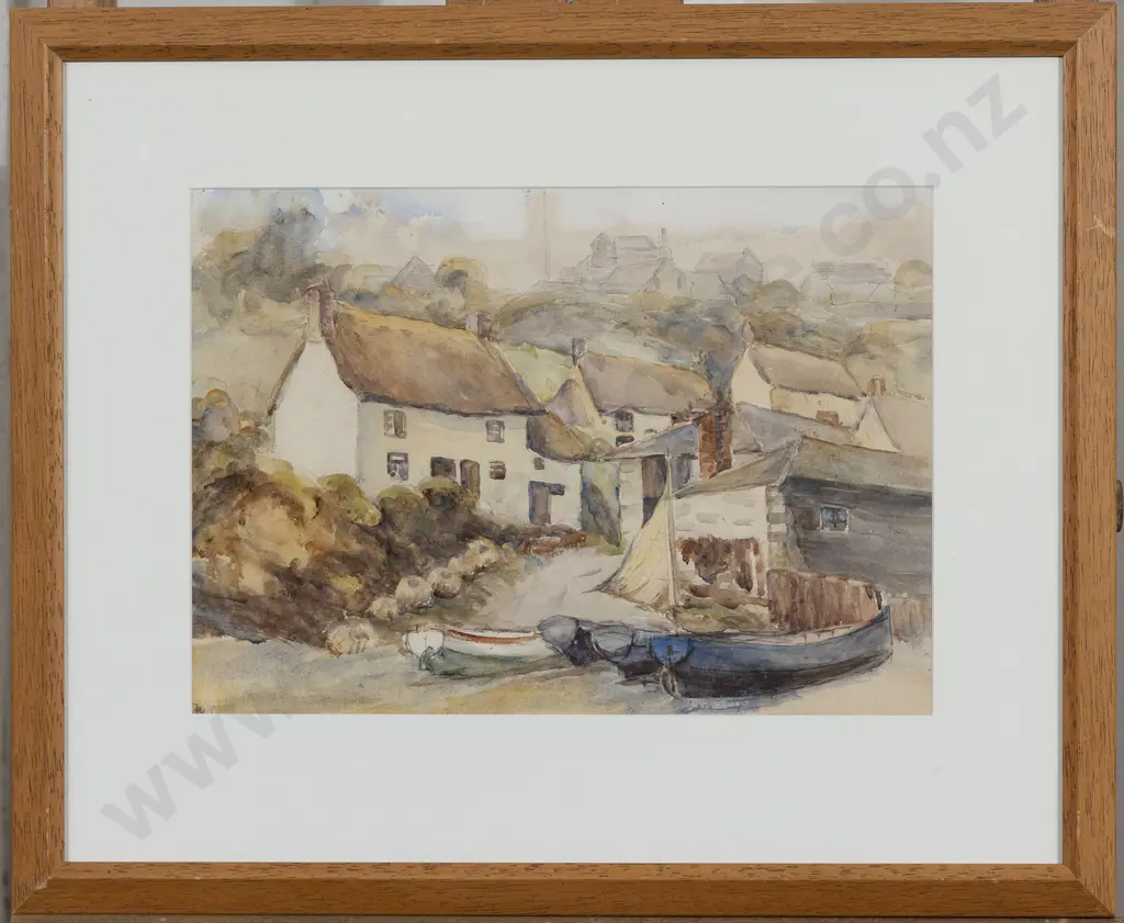 Unknown Artist - Early C20th English Seaside Village Scene Image 1++
