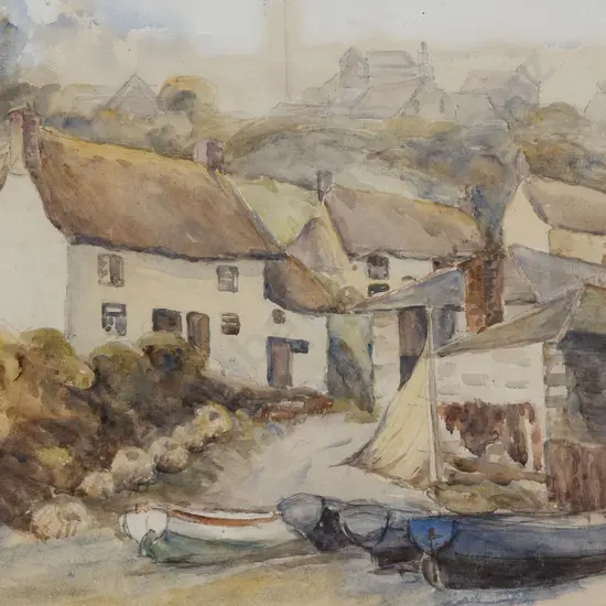 Unknown Artist - Early C20th English Seaside Village Scene