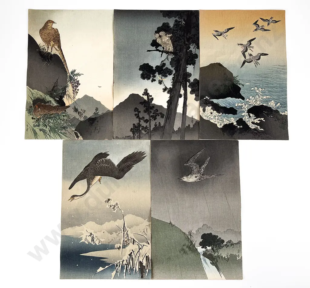 Five Japanese Woodblock Prints - Various Birds Image 1++