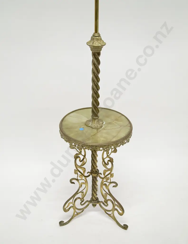 Art Nouveau Brass & Onyx Flooring Standing Kerosene Lamp Image 1++