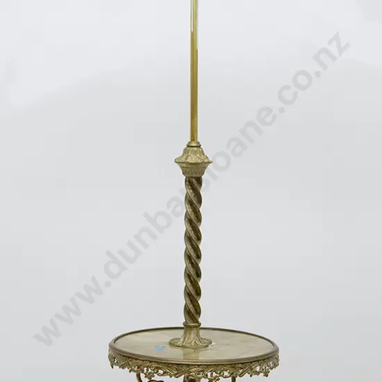 Art Nouveau Brass & Onyx Flooring Standing Kerosene Lamp