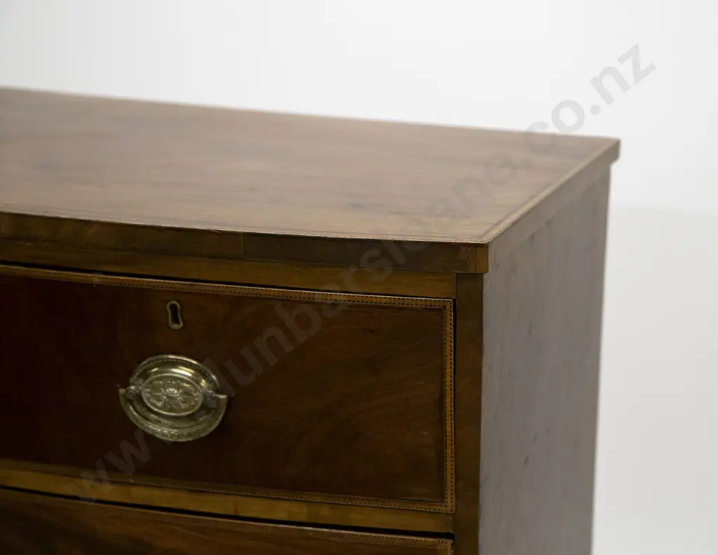 Regency Mahogany & Chevron Banded Bowfront Chest Image 1++