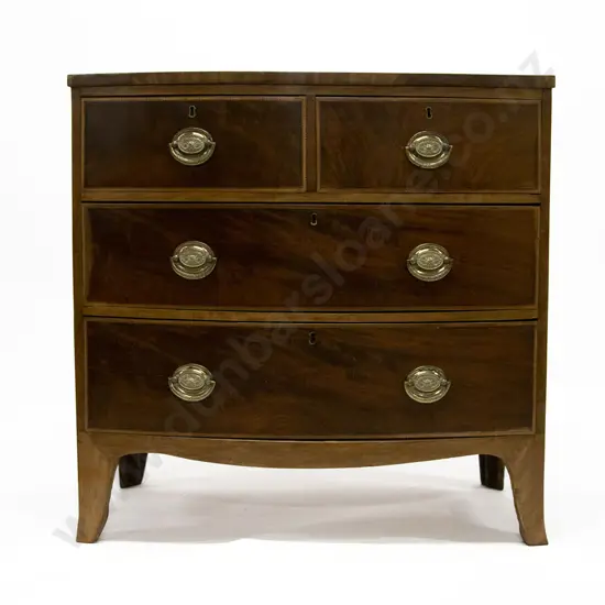 Regency Mahogany & Chevron Banded Bowfront Chest