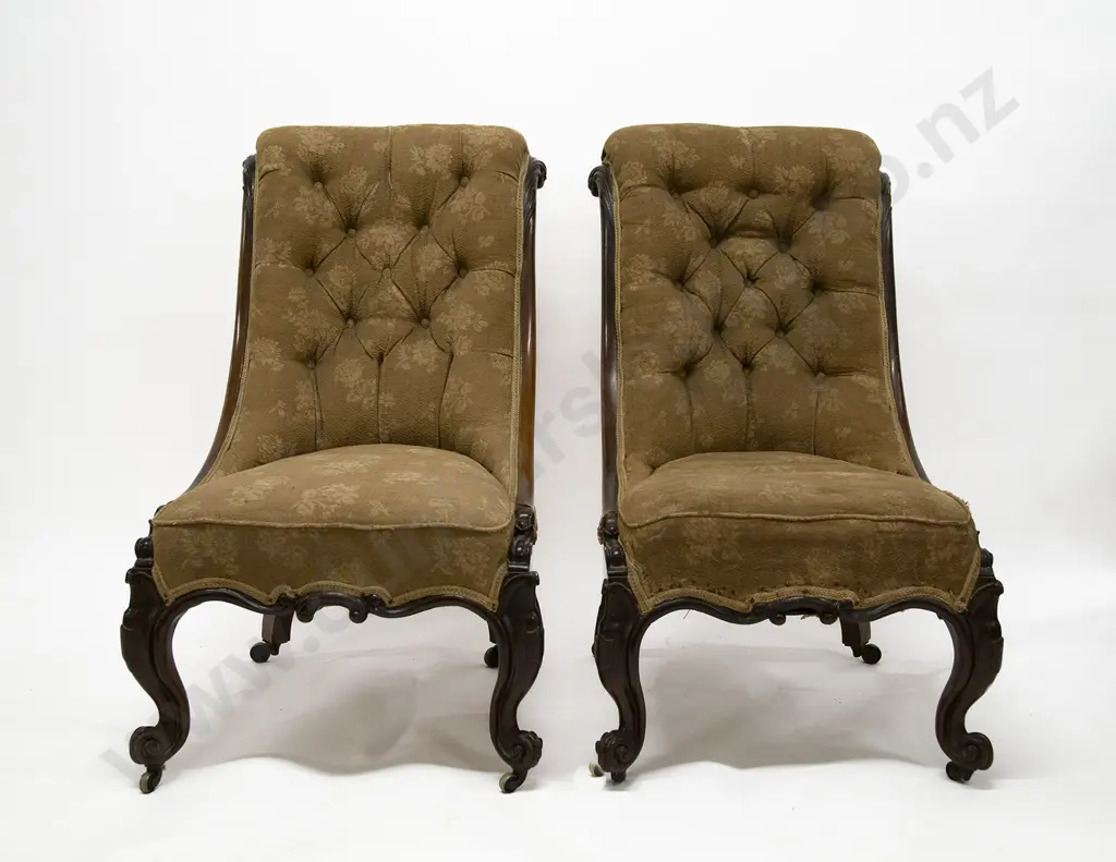 A Pair of Early Vict Rosewood Scroll Back Parlour Chairs Image 1++