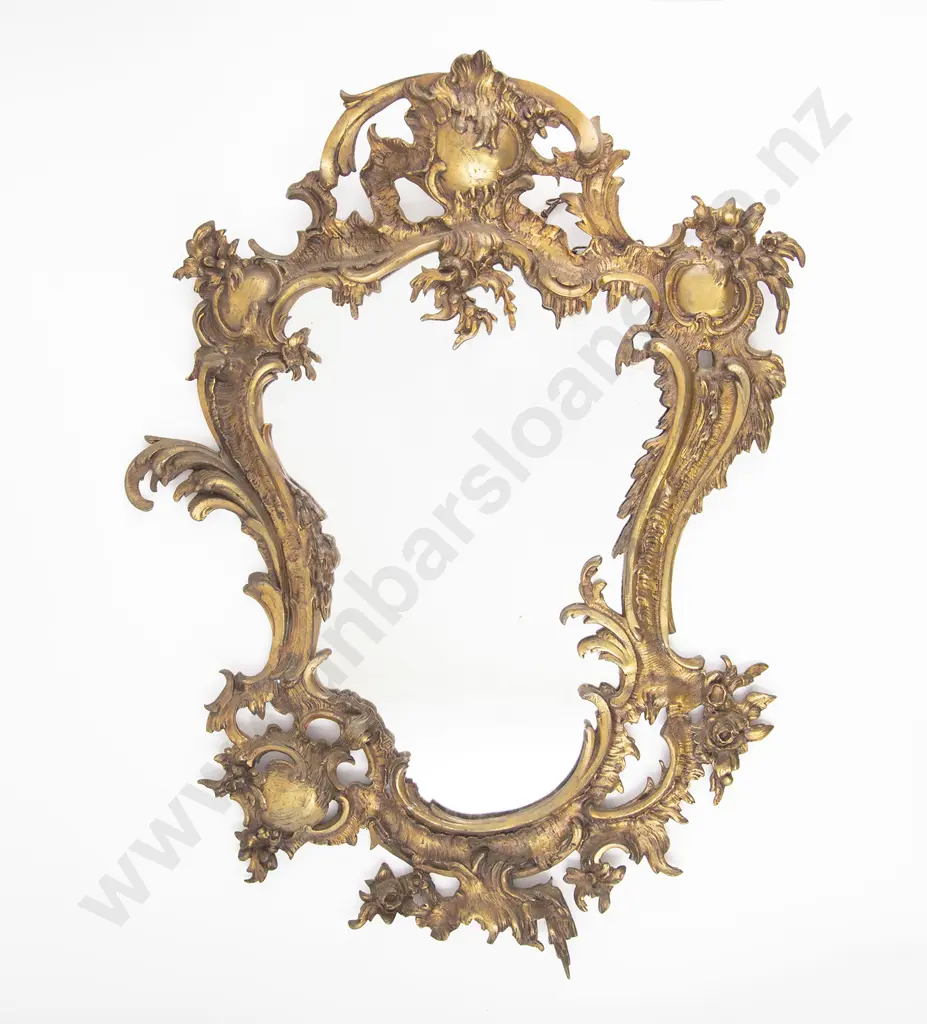 Roccoco Style Cast Brass Wall Mirror Image 1++