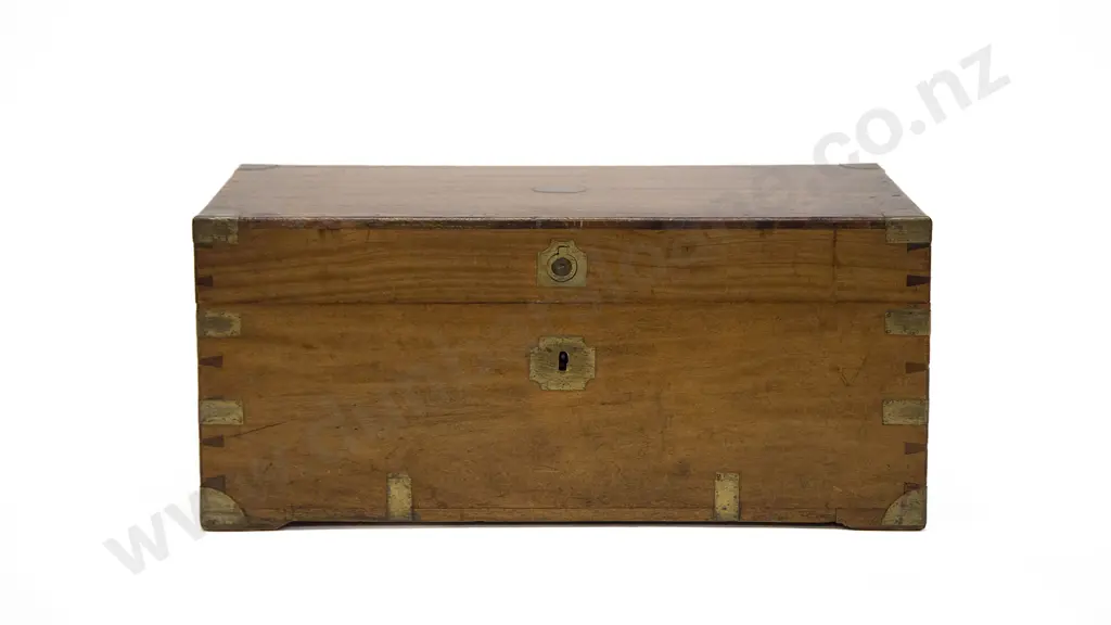 Small C19th Camphorwood & Brass Bound Trunk Image 1++