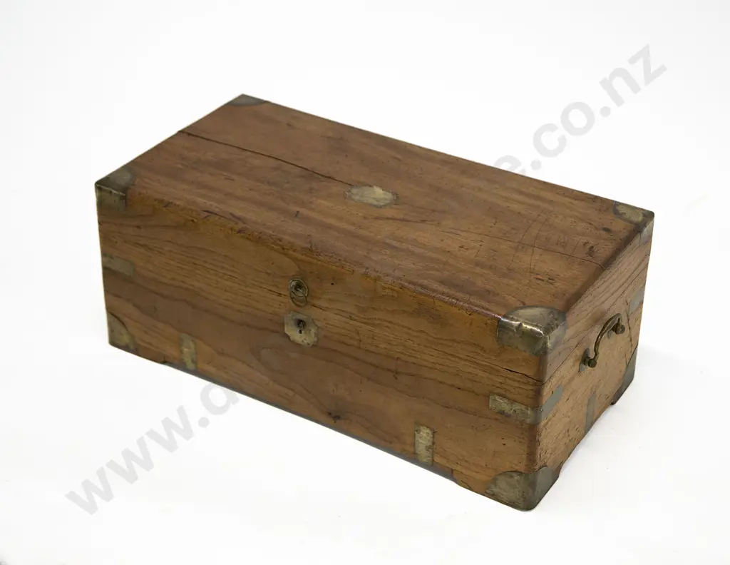 Small C19th Camphorwood & Brass Bound Trunk Image 1++