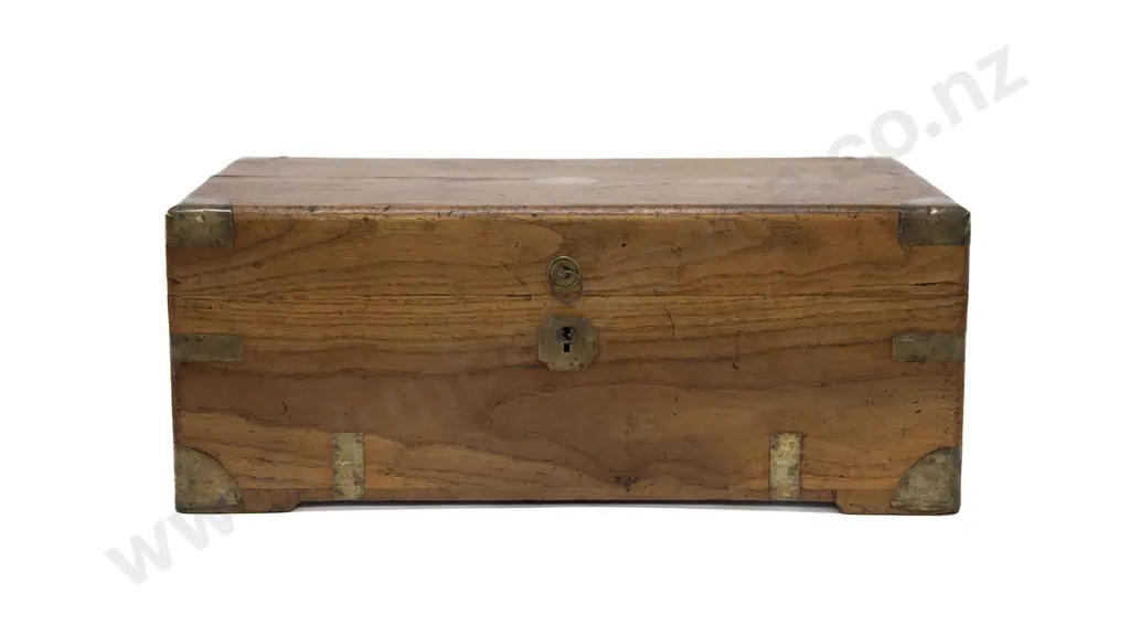 Small C19th Camphorwood & Brass Bound Trunk Image 1++