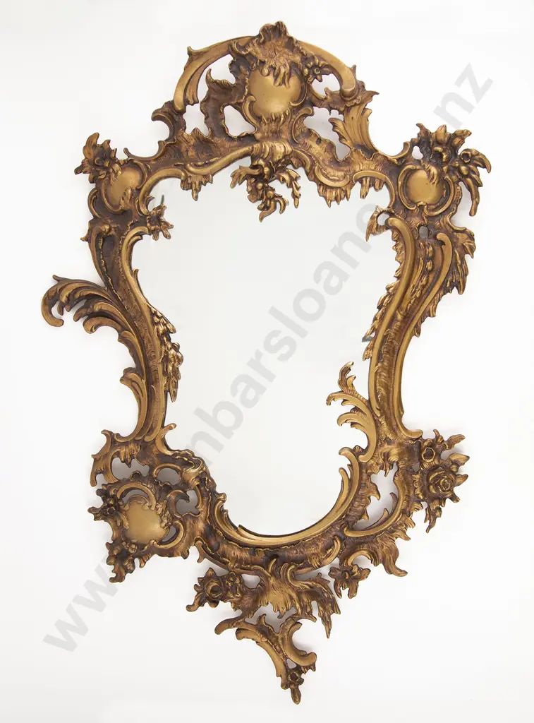 Roccoco Style Cast Brass Framed Wall Mirror Image 1++