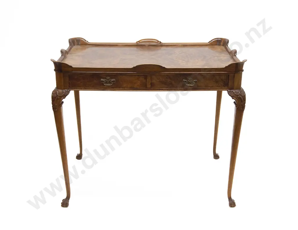 Elegant Georgian Style Burr Walnut Silver Table Image 1++