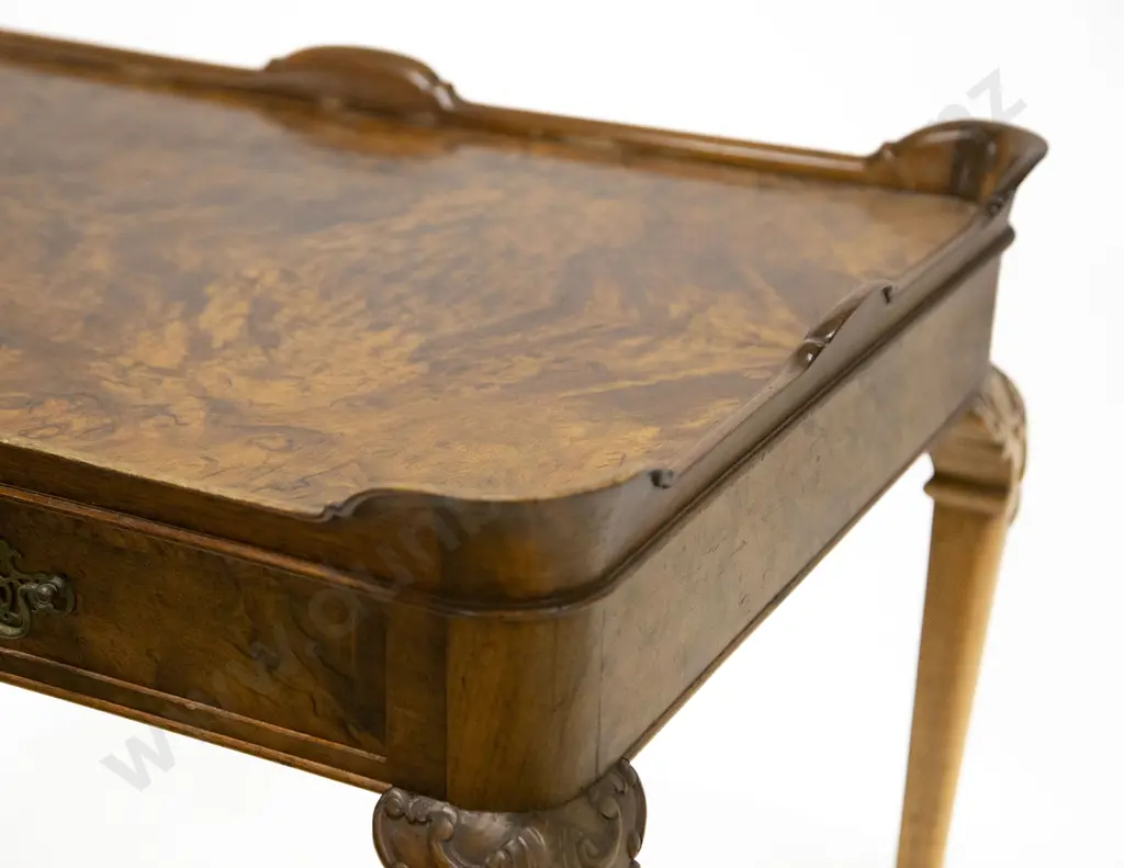 Elegant Georgian Style Burr Walnut Silver Table Image 1++