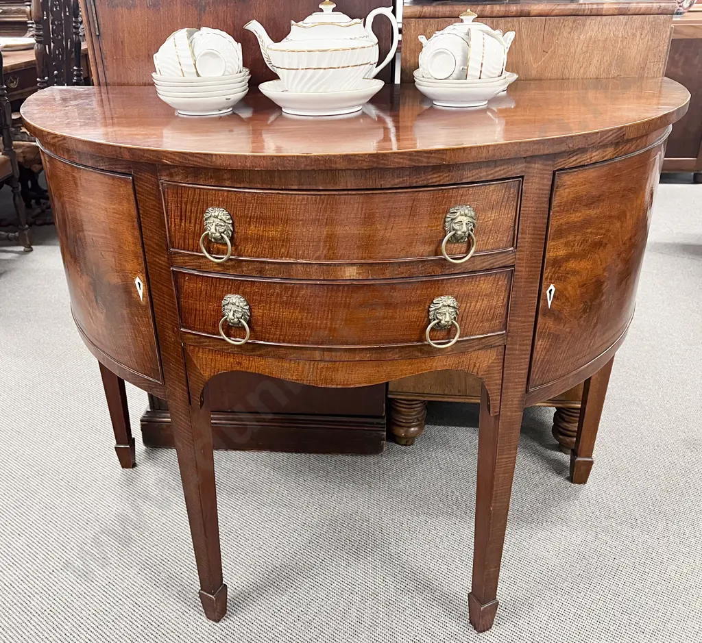 An Attractive Regency Mahogany Bow Front Sideboard Image 1++