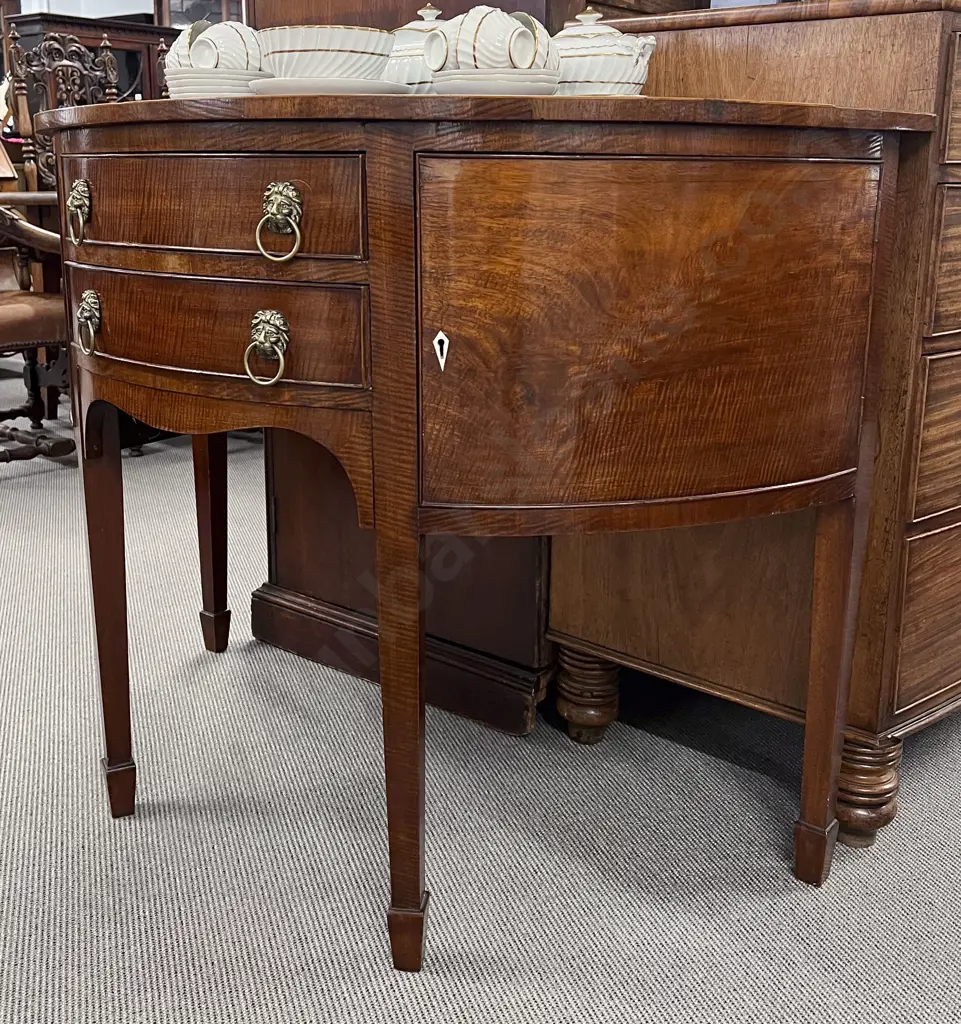 An Attractive Regency Mahogany Bow Front Sideboard Image 1++