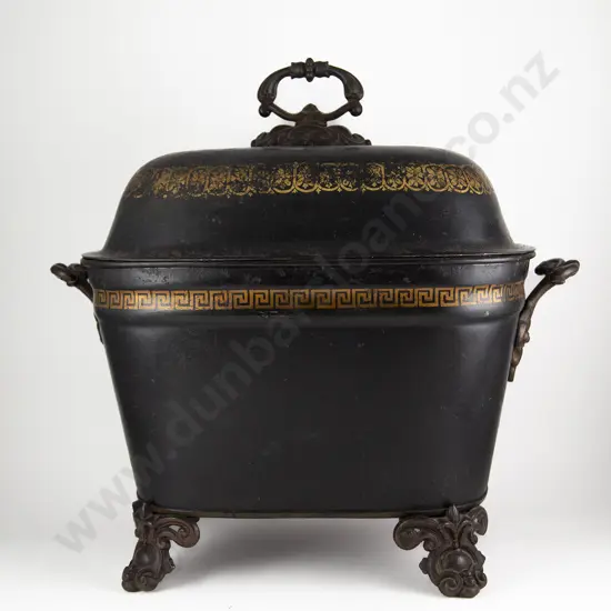 Regency Japaned & Gilt Decorated Coal Box & Cover