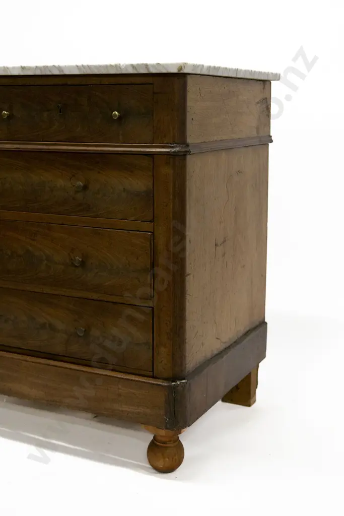 C19th French Mahogany Marble Top Chest of Drawers Image 1++