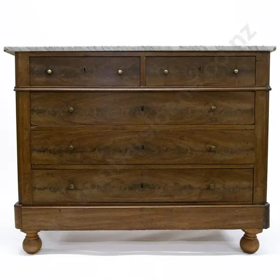 C19th French Mahogany Marble Top Chest of Drawers