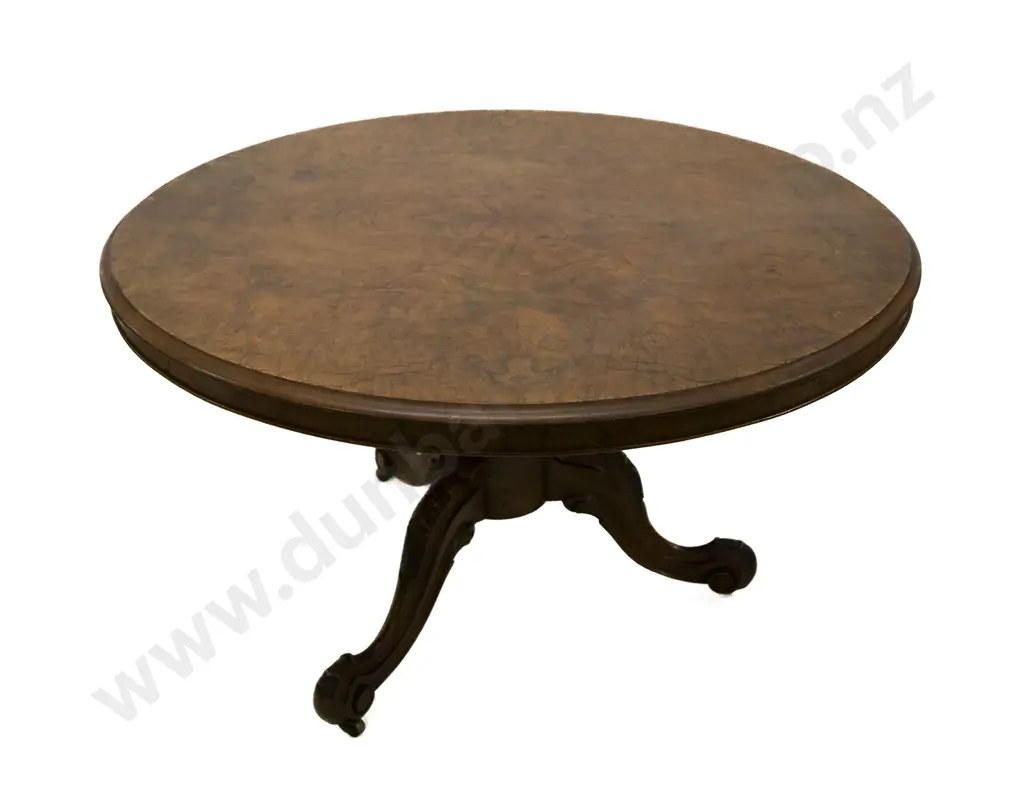Vict Burr Walnut Circular Breakfast Table Image 1++
