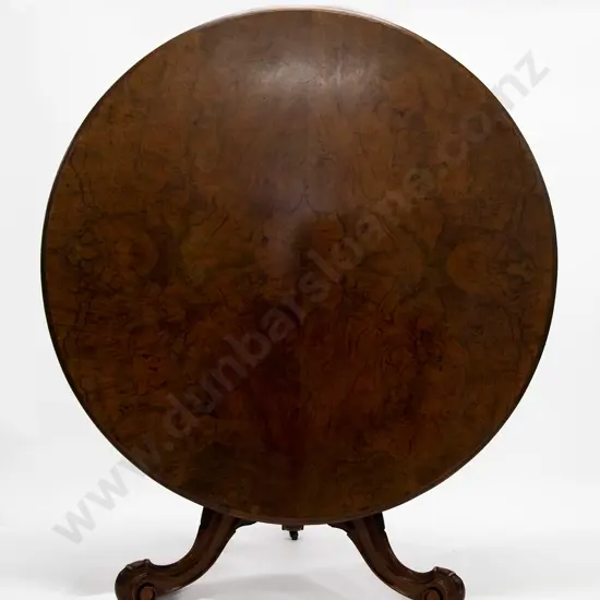 Vict Burr Walnut Circular Breakfast Table