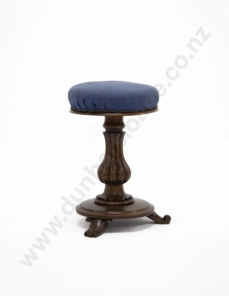 Vict Mahogany Circular Revolving Piano Stool Image 1++