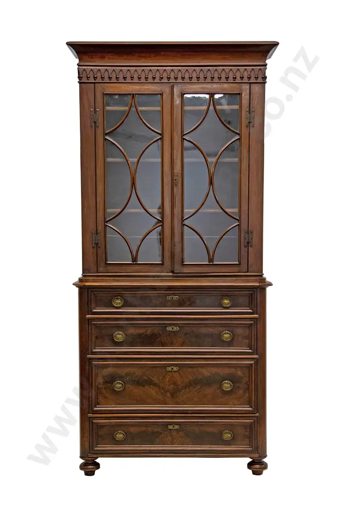 Composed C19th Mahogany Bookcase on Chest Image 1++