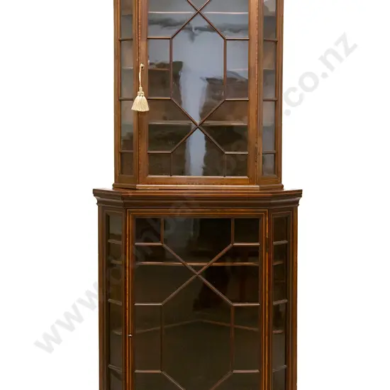 Composed Edw Sheraton Revival Two Stage Corner Cupboard