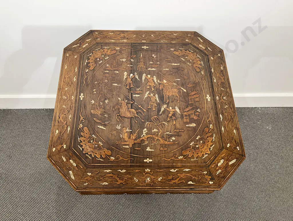 Chinese Rosewood Octagonal Table & Two Armchairs Image 1++