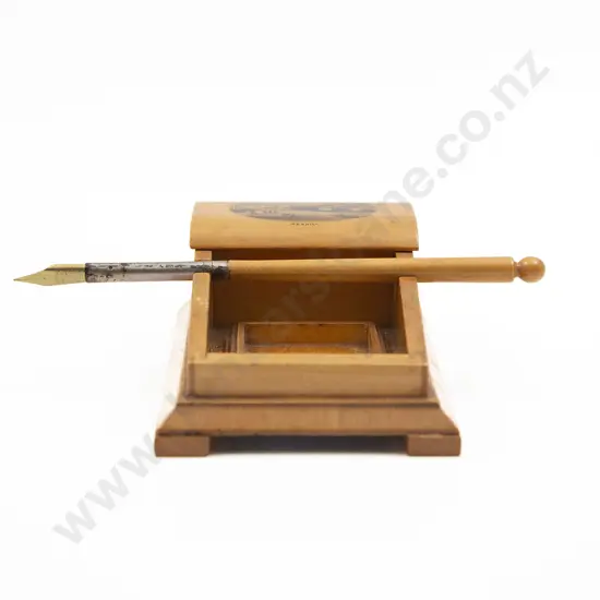Victorian Mauchline Ware Miniature Writing Slope & Nib Pen