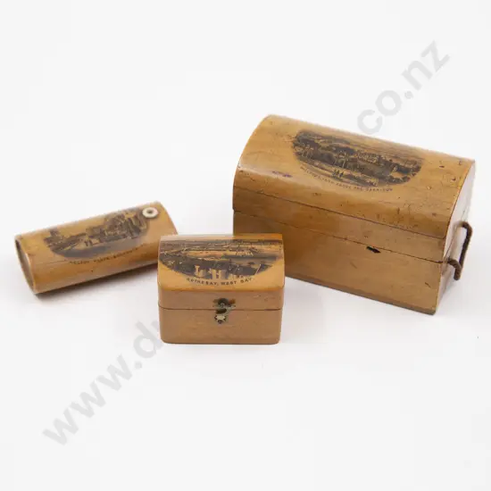 Three Victorian Maucheline Ware Containers