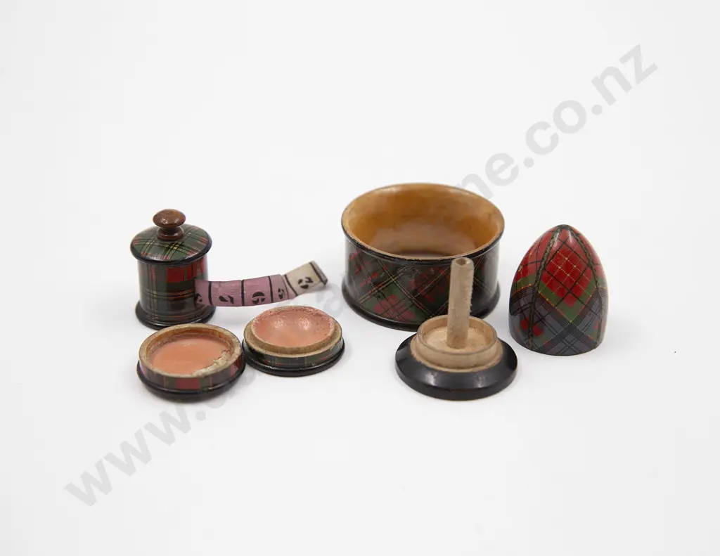Four Pieces Victorian Tartanware Image 1++