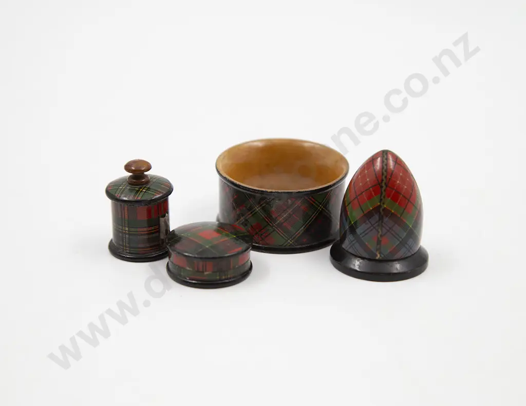 Four Pieces Victorian Tartanware Image 1++