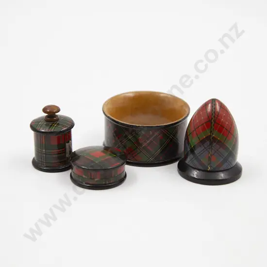 Four Pieces Victorian Tartanware