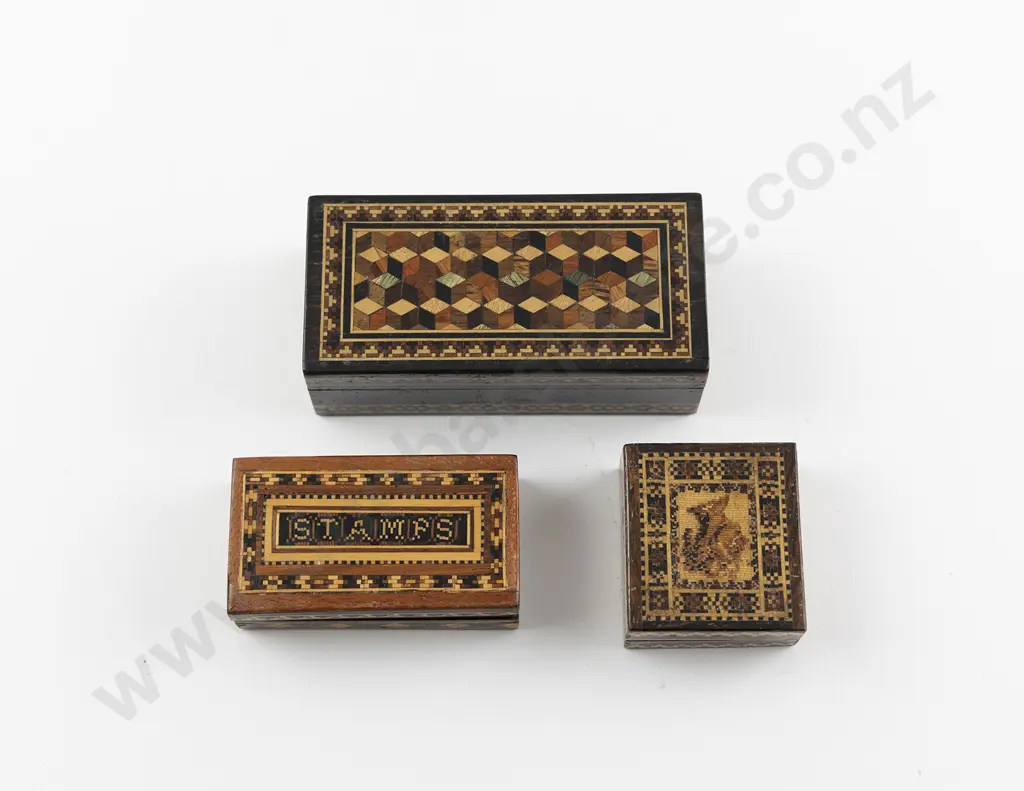 Three Victorian Tunbridge Ware Boxes Image 1++