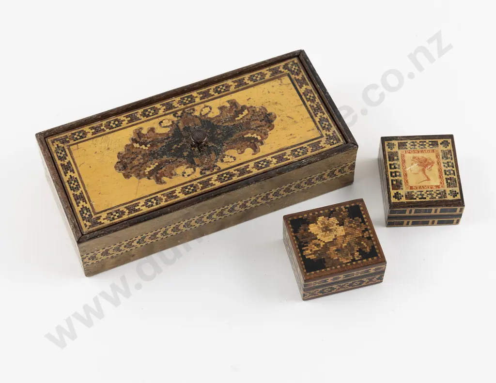 Three Victorian Tunbridge Ware Boxes Image 1++