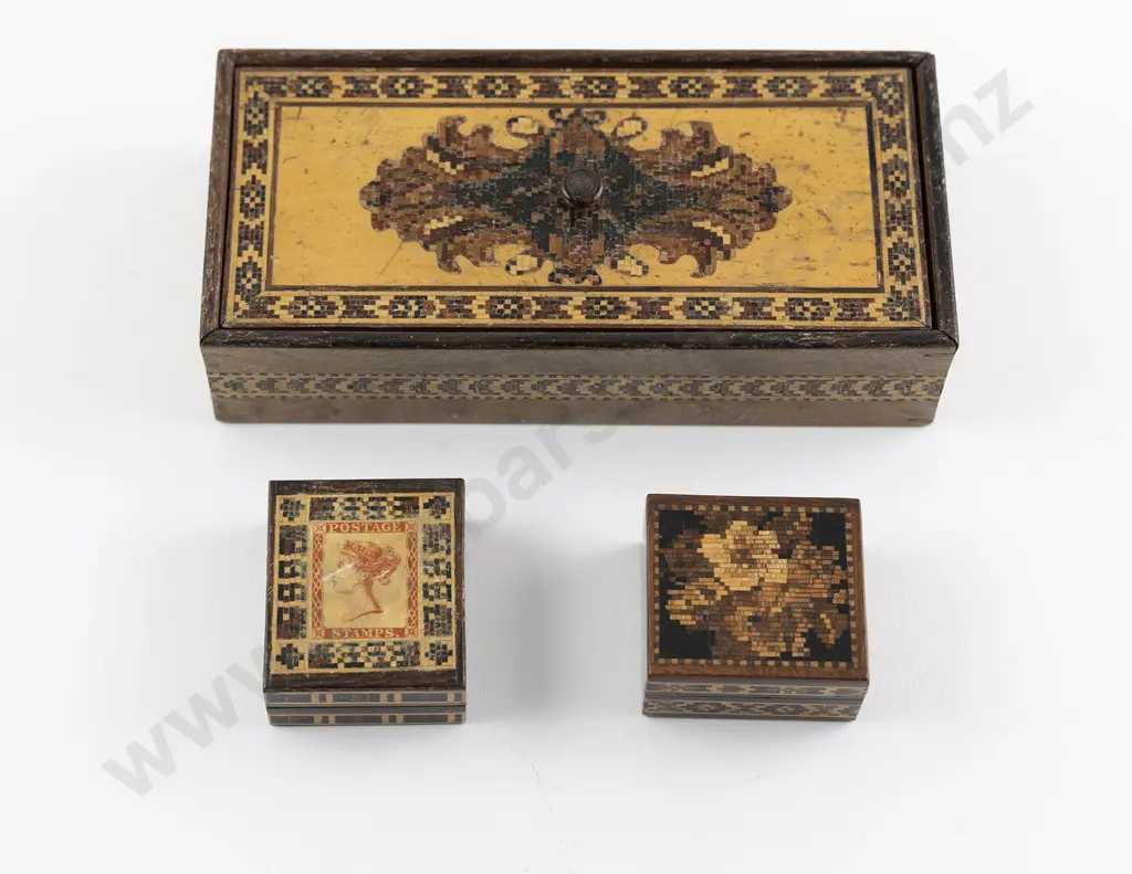 Three Victorian Tunbridge Ware Boxes Image 1++