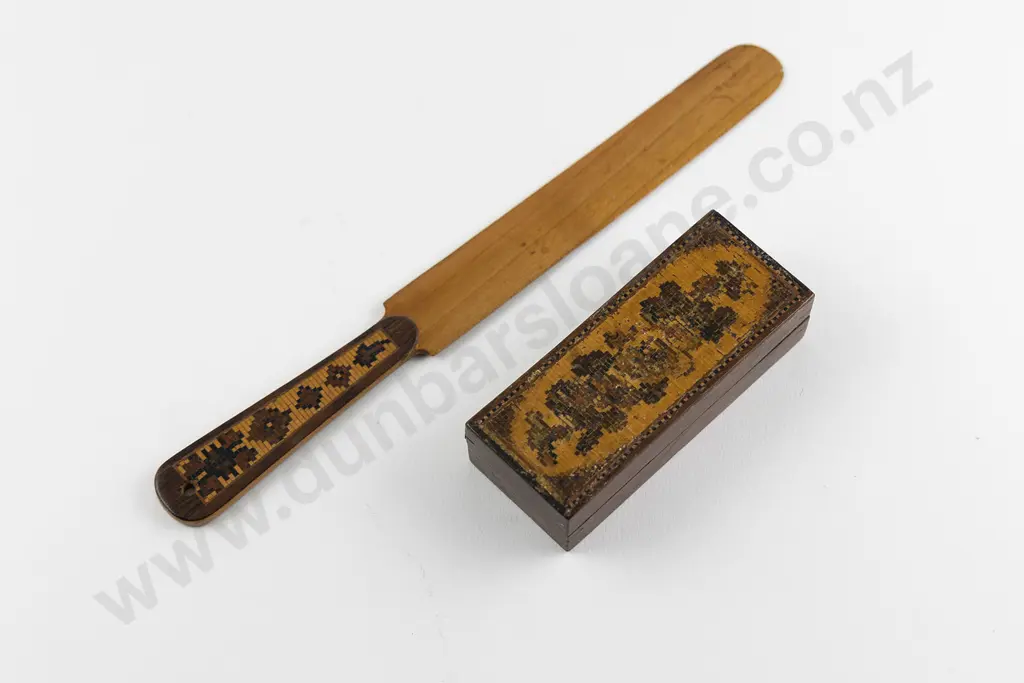 Victorian Tunbridge Ware Box & Letter Opener Image 1++