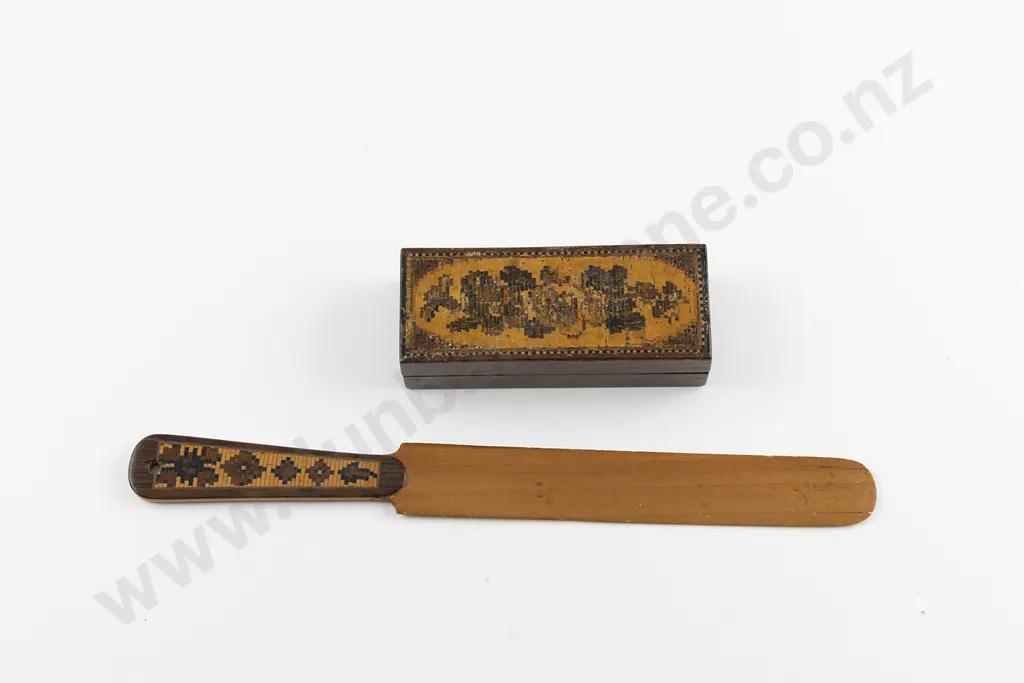Victorian Tunbridge Ware Box & Letter Opener Image 1++