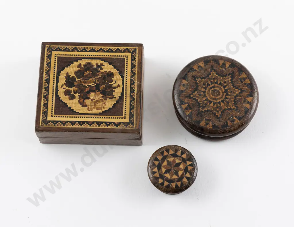 Three Victorian Tunbridge Ware Boxes Image 1++