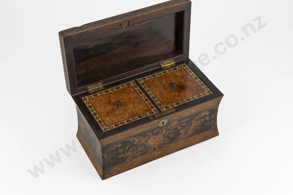 Victorian Tunbridge Ware Tea Caddy Image 1++