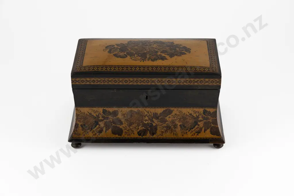 Victorian Tunbridge Ware Tea Caddy Image 1++