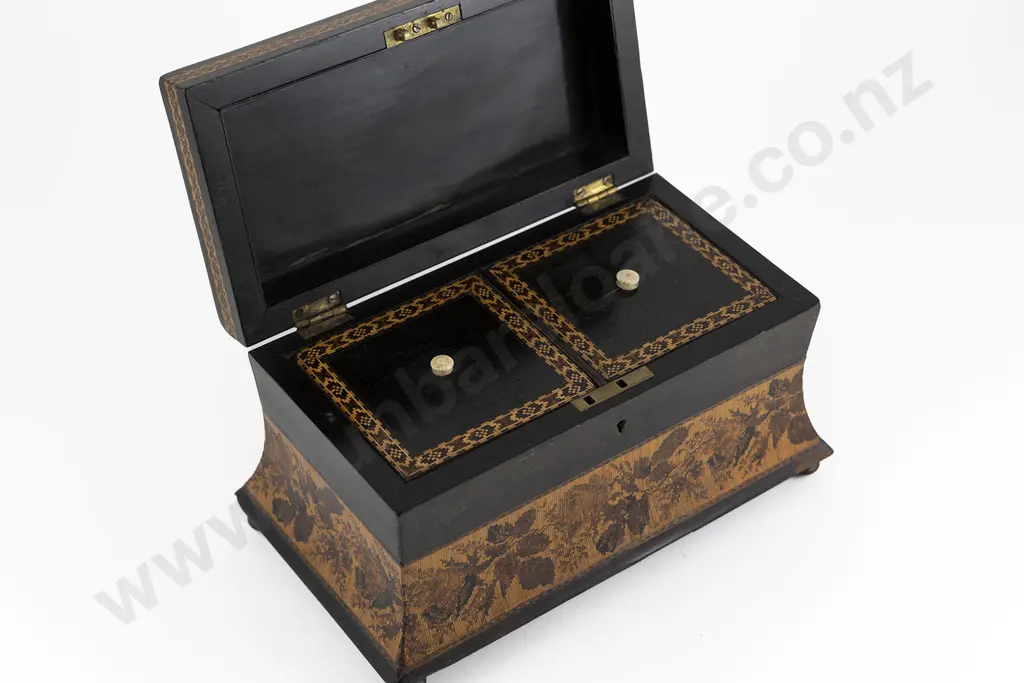 Victorian Tunbridge Ware Tea Caddy Image 1++