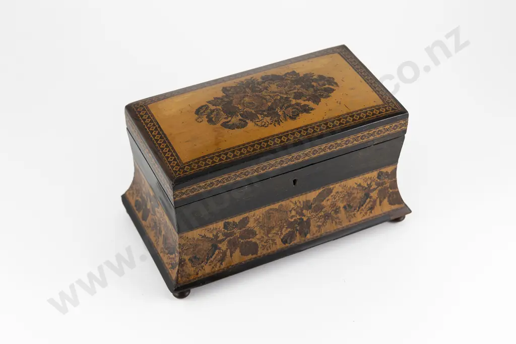 Victorian Tunbridge Ware Tea Caddy Image 1++