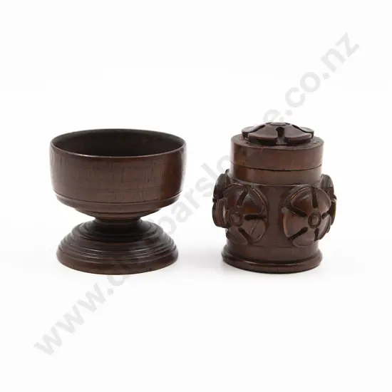 Victorian Treen Miniature Bowl & Lidded Container