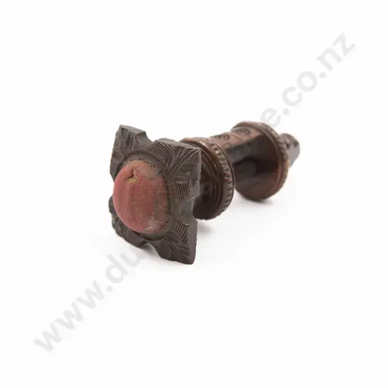 Victorian Treen Sewing Clamp with Pin Cushion