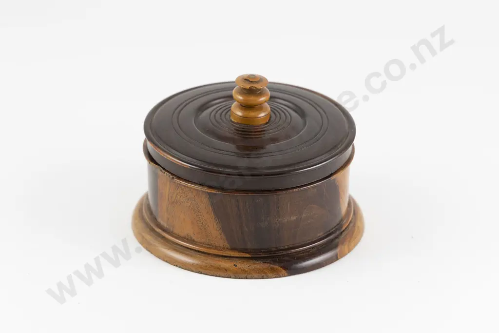 Victorian Circular Turned Yew Wood Box Image 1++
